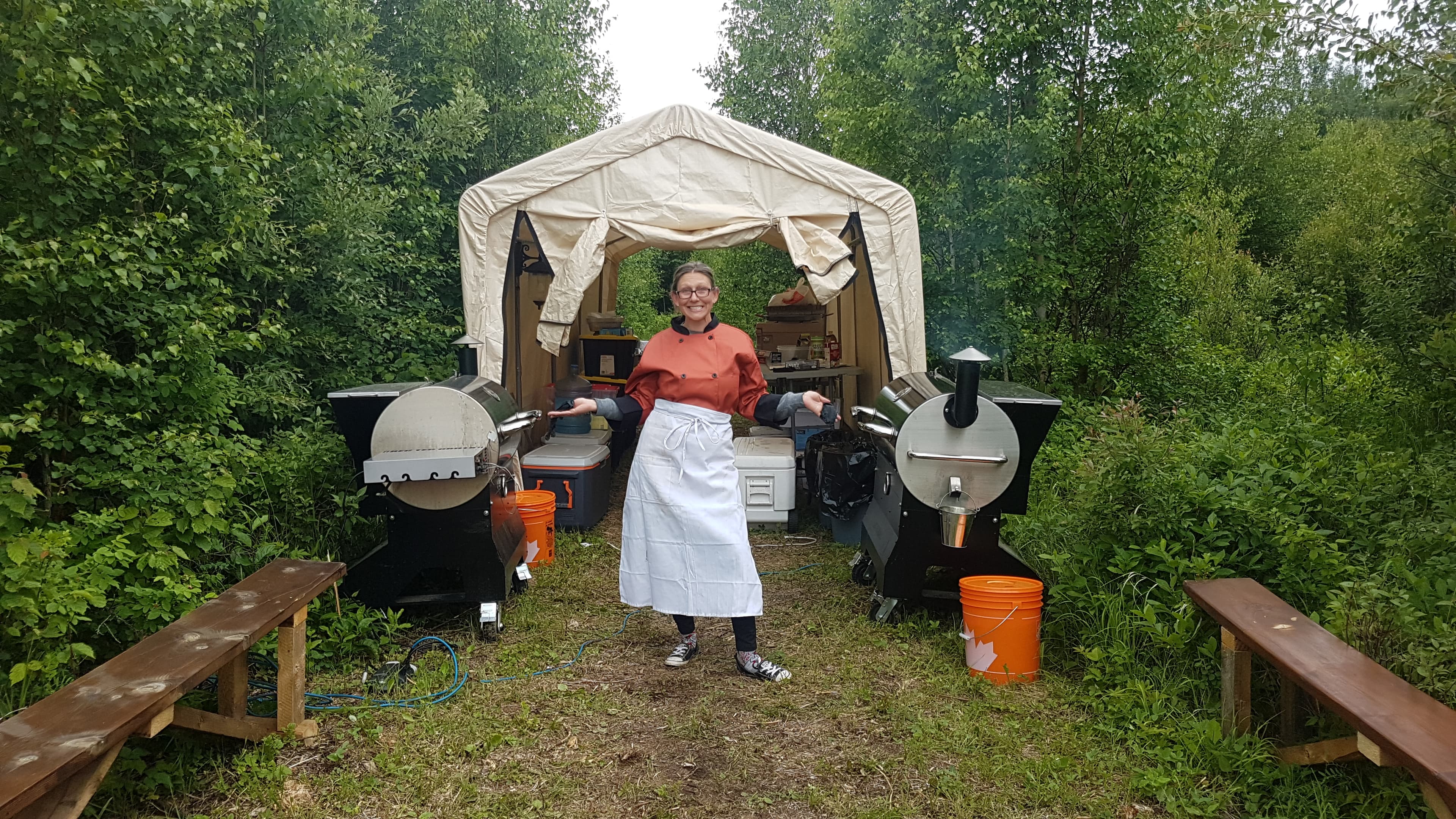 Back Forty Barbeque mobile smokers at an outdoor Alberta event